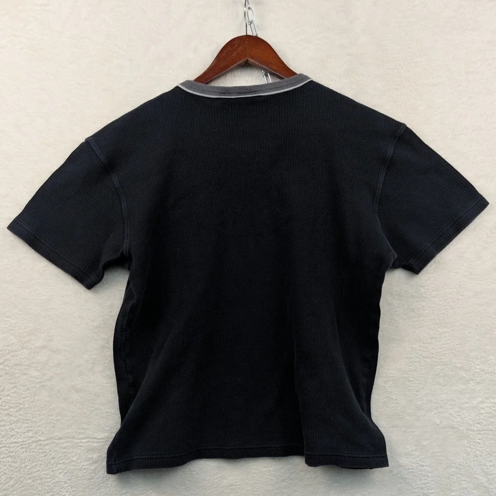 VTG Guess Shirt Men's Large Black V-Neck Ribbed Cotton Skater Streetwear Y2K - Picture 2 of 10